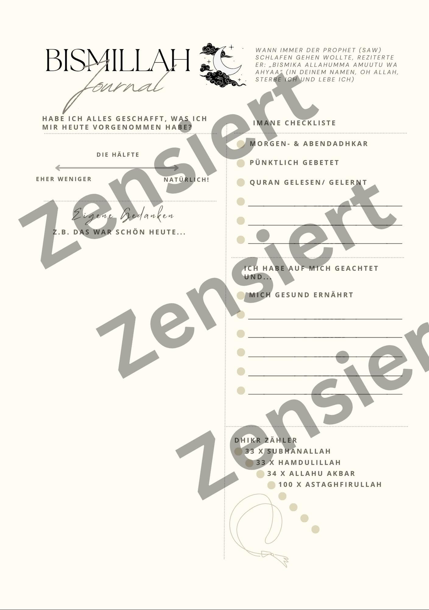 BISMILLAH Journal - muslimischer Journal Tagebuch Islam Planner (undatiert)