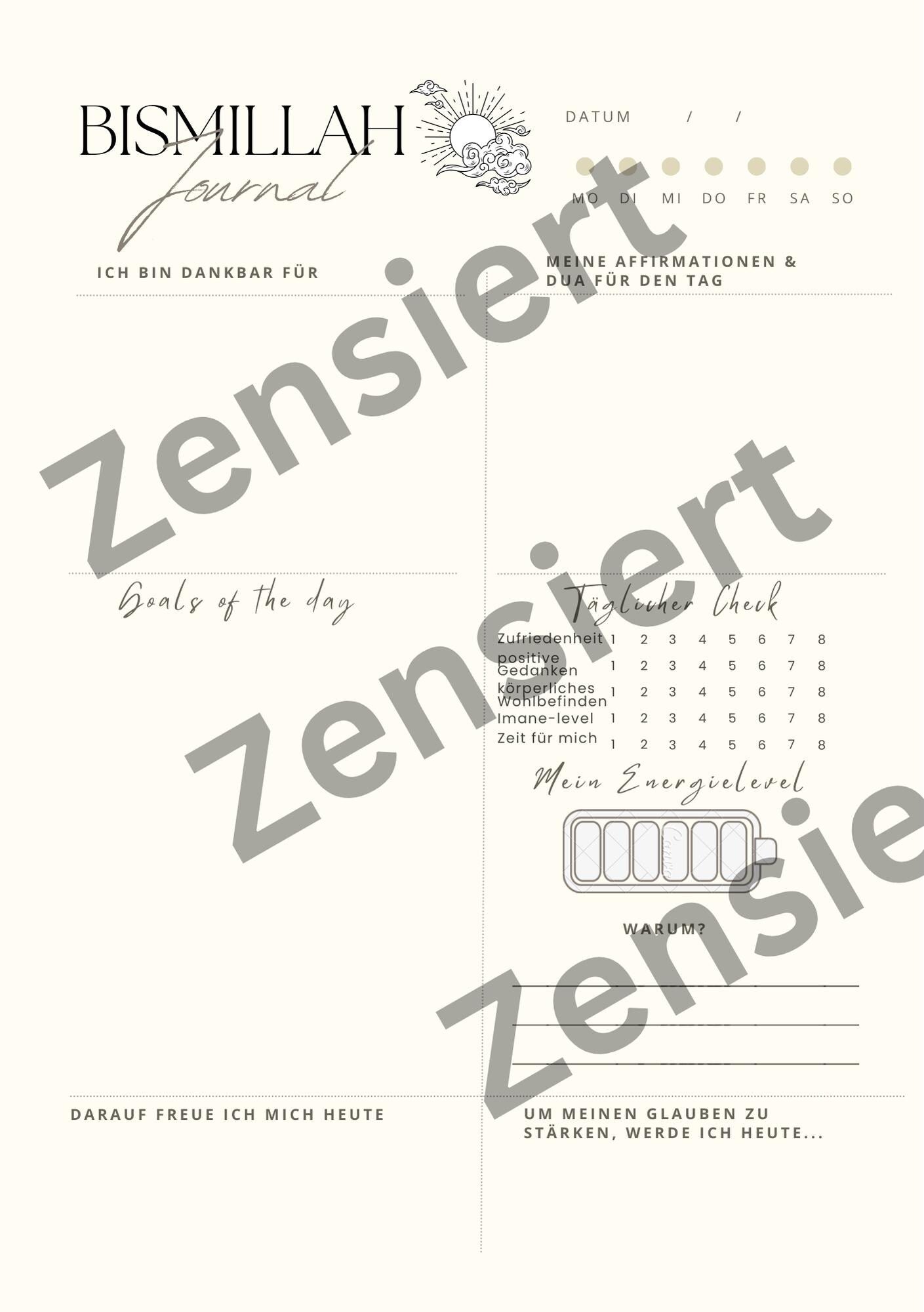 BISMILLAH Journal - muslimischer Journal Tagebuch Islam Planner (undatiert)